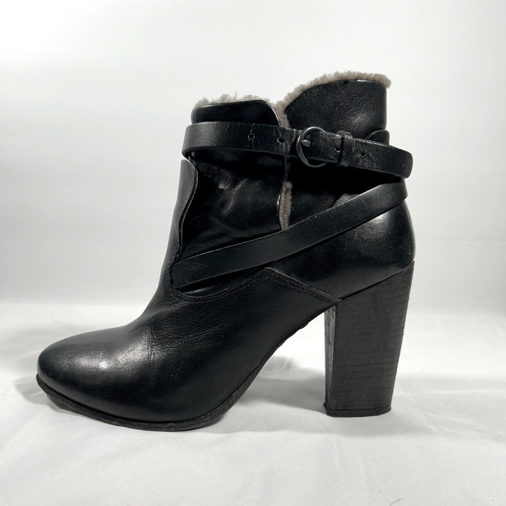 All Saints Leather Ankle Boots Womens High Heel Shearling Lined Booties Size 8